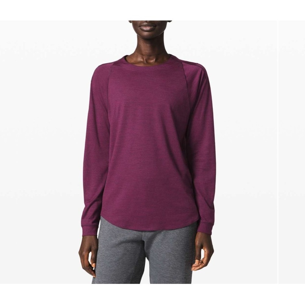 Lululemon Size-XL Refract Long Sleeve Wool lab Black Cherry Deep Fuschia